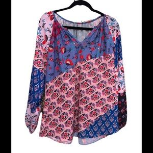 Boho patchwork cottagecore tunic peasant top XL